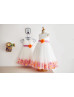 Ivory Satin Tulle Flower Girl Dress With Flower Petals